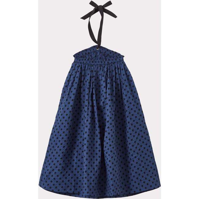 Agave Seersucker Tie Neck Polka Dot Dress, Black - Dresses - 2