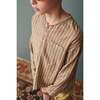 Adonis Collarless Stripe Shirt, Beige - Shirts - 2