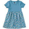 Print Mix Empire Baby Dress, Mexican Hat Floral And Blue - Dresses - 1 - thumbnail