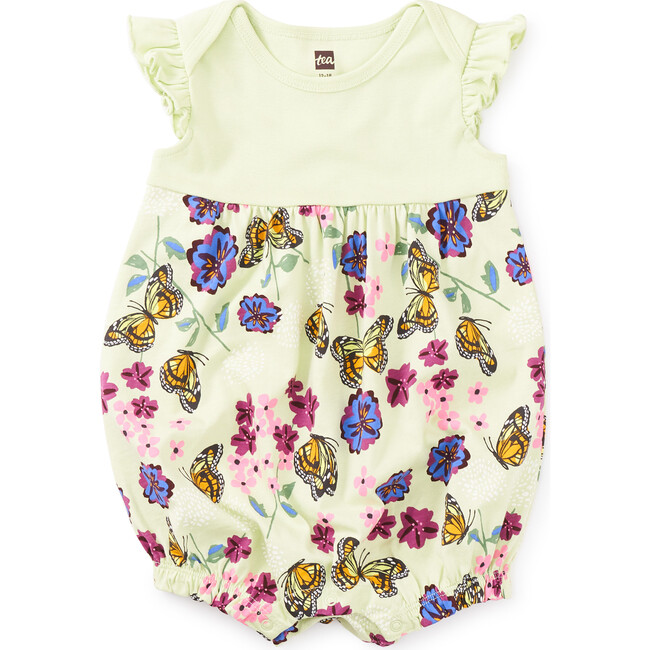 Print Mix Baby Flutter Romper, Monarchs And The Cosmos