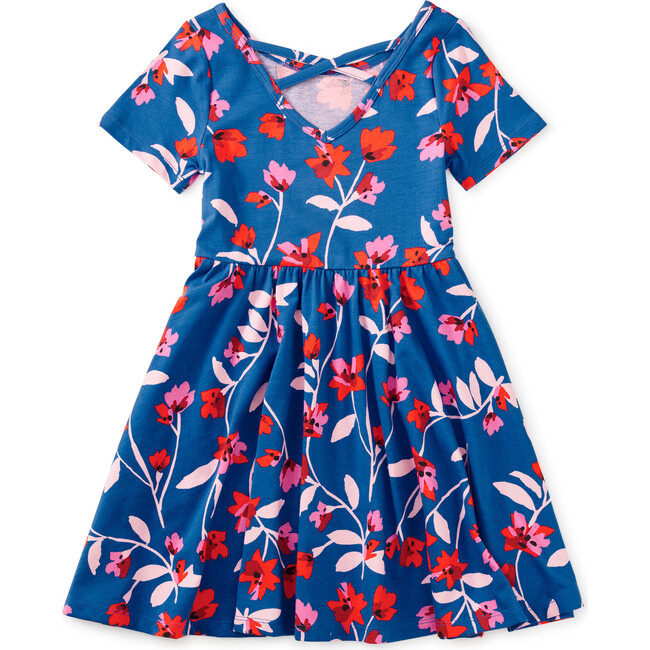 Portugal Inspired Print Short Sleeve Ballet Dress, Floral Breeze - Dresses - 2