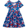 Portugal Inspired Print Short Sleeve Ballet Dress, Floral Breeze - Dresses - 2