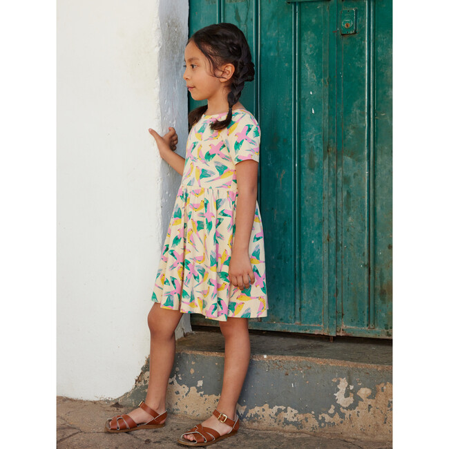 Portugal Inspired Print Short Sleeve Ballet Dress, Parrot Polka - Dresses - 3