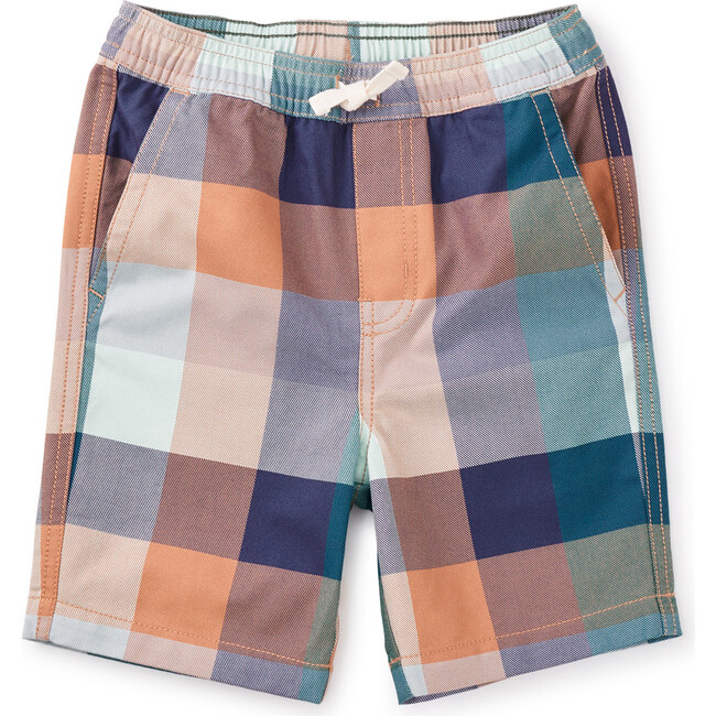 Plaid Discovery Slash Patch Pocket Shorts, Seaside Plaid