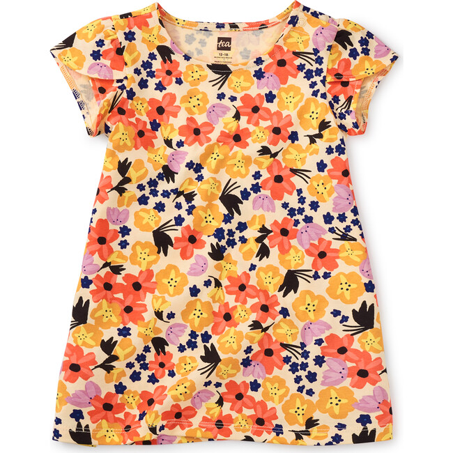 Petal Sleeve Baby Dress, Painted Squash & Hibiscus
