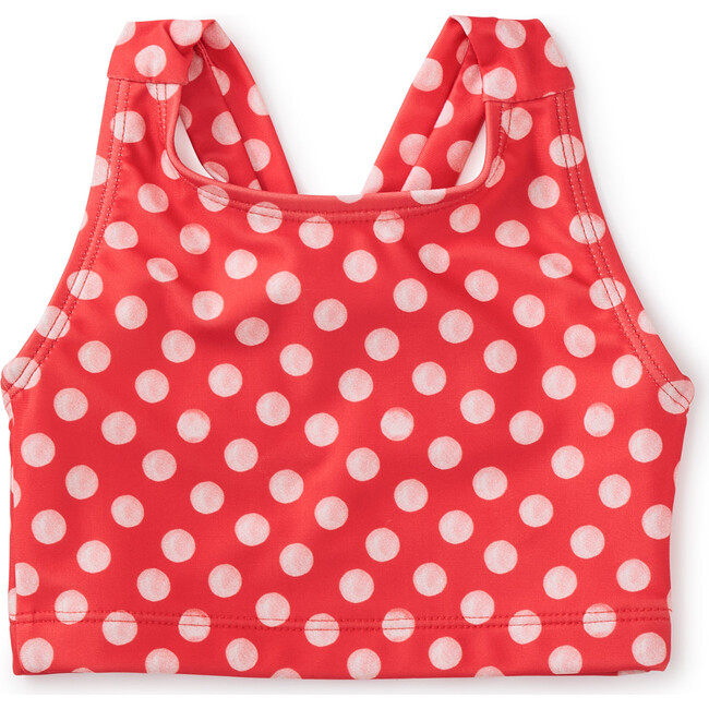 Polka Dot Cross Back Tankin Swimi Top, Red And White - Two Pieces - 1