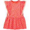 Polka Dot Crochet Trim Ruffle Dress, Red And Pink - Dresses - 1 - thumbnail