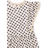 Polka Dot Crochet Trim Short Sleeve Ruffle Dress, Black And White - Dresses - 2