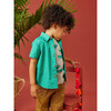 Polka Dot Button-Up Woven Shirt, Green And White - Shirts - 2