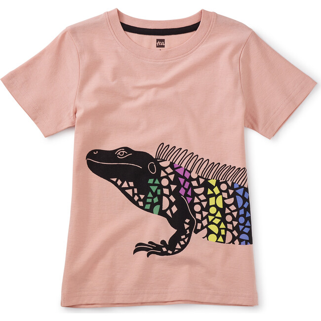 Mosaic Iguana Short Sleeve Graphic Tee, Cameo Pink