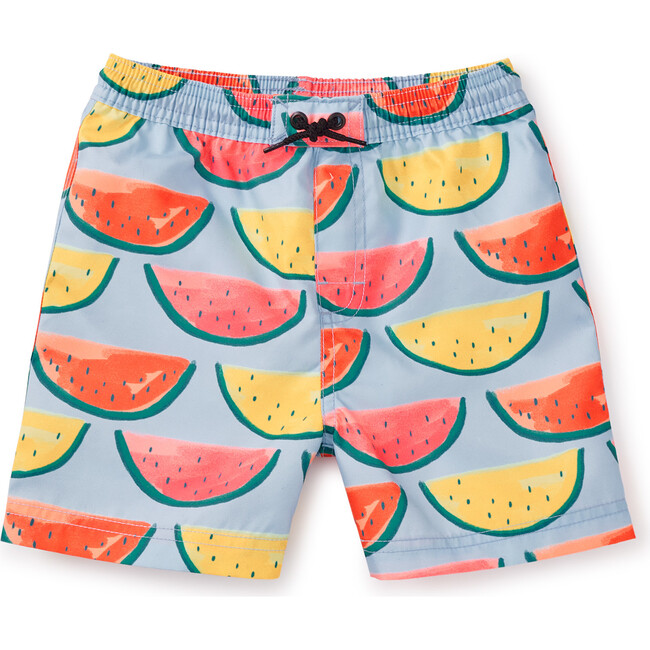 Mid-Length Swim Trunks, Painted Watermelons