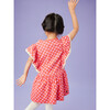 Polka Dot Crochet Trim Ruffle Dress, Red And Pink - Dresses - 6
