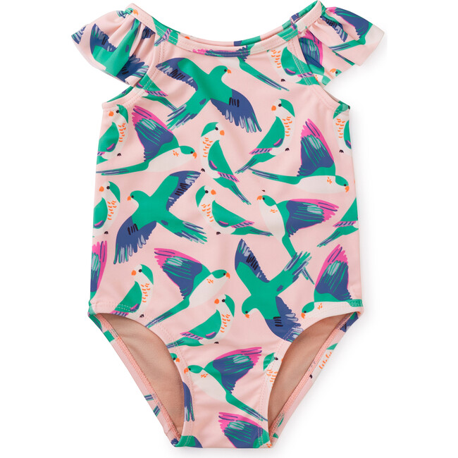 Mexico Inspired Print One-Piece Baby Swimsuit, Parrot Polka - One Pieces - 1