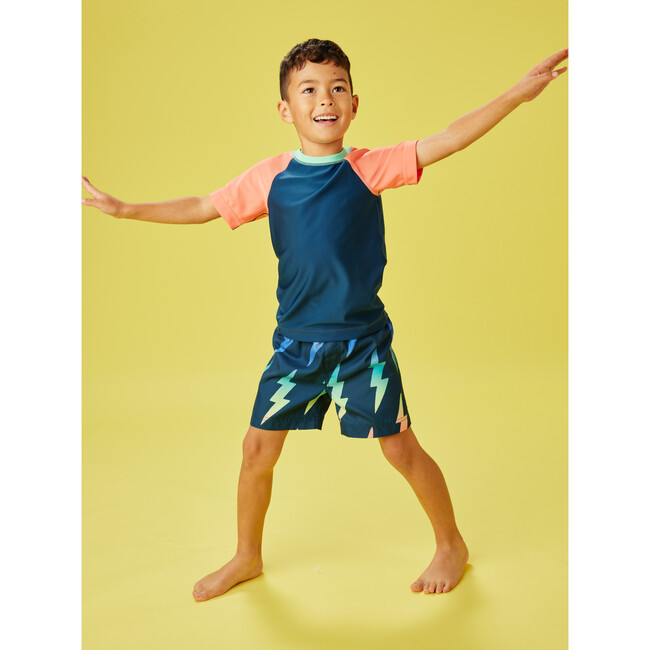 Mid-Length Swim Trunks, Rainbow Lightning Bolt - Swim Trunks - 3