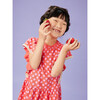 Polka Dot Crochet Trim Ruffle Dress, Red And Pink - Dresses - 7