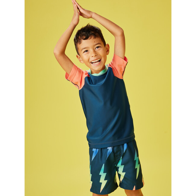 Mid-Length Swim Trunks, Rainbow Lightning Bolt - Swim Trunks - 4