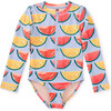 Long Sleeve One-Piece Swimsuit, Painted Watermelons - One Pieces - 1 - thumbnail