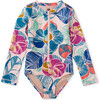 Long Sleeve One-Piece Swimsuit, Okinawa Tropical Floral - One Pieces - 1 - thumbnail