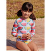 Long Sleeve One-Piece Swimsuit, Painted Watermelons - One Pieces - 3 - thumbnail
