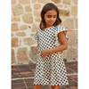 Polka Dot Crochet Trim Short Sleeve Ruffle Dress, Black And White - Dresses - 6