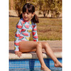 Long Sleeve One-Piece Swimsuit, Painted Watermelons - One Pieces - 4 - thumbnail