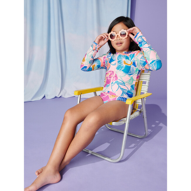 Long Sleeve One-Piece Swimsuit, Okinawa Tropical Floral - One Pieces - 4