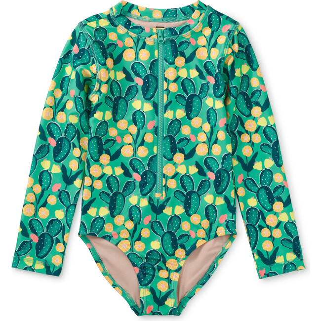 Long Sleeve One-Piece Swimsuit, Cactus Floral