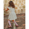 Polka Dot Crochet Trim Short Sleeve Ruffle Dress, Black And White - Dresses - 7