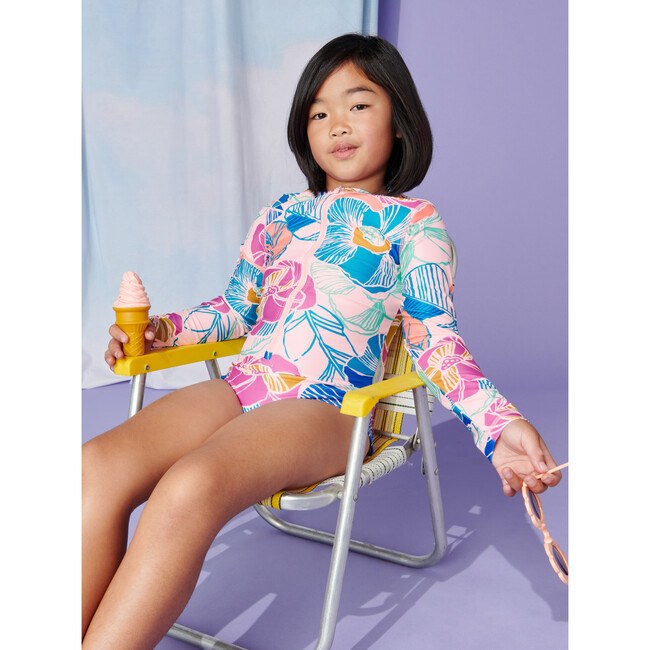 Long Sleeve One-Piece Swimsuit, Okinawa Tropical Floral - One Pieces - 7