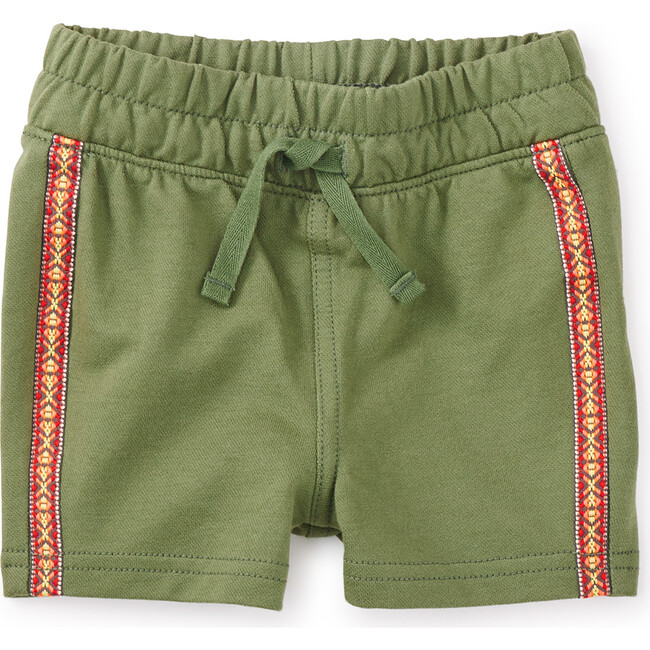 Jacquard Trim Knit Mid-Thigh Length Baby Shorts, Stem