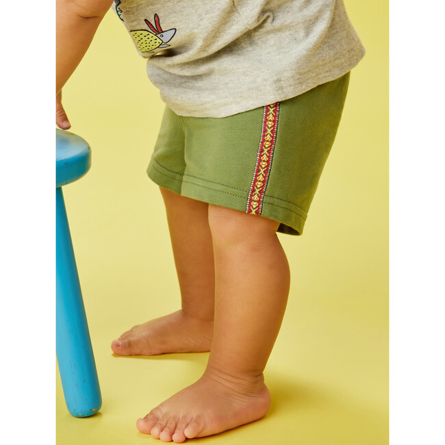 Jacquard Trim Knit Mid-Thigh Length Baby Shorts, Stem - Shorts - 4