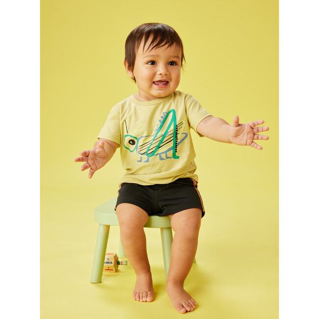 Jacquard Trim Knit Mid-Thigh Length Baby Shorts, Jet Black - Shorts - 4