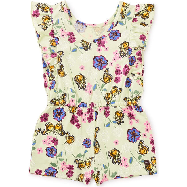 Flutter Sleeve Romper, Monarchs And The Cosmos - Rompers - 2
