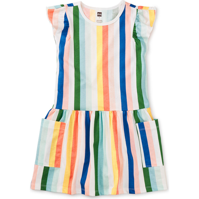 Flutter Sleeve Pocket Dress, Lisbon Stripe