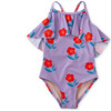 Flutter One-Piece Swimsuit, Tossed Sakura And Purple - One Pieces - 1 - thumbnail