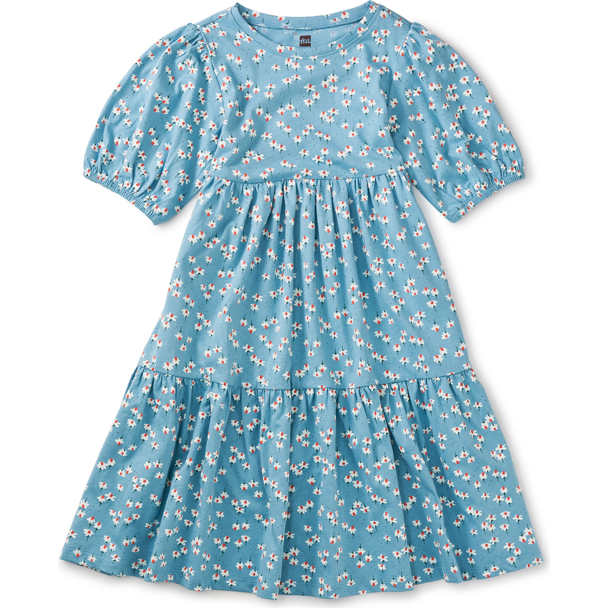 Flowy Tiered Midi Dress, Mexican Hat Floral And Blue - Tea Collection  Dresses | Maisonette