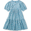 Flowy Tiered Midi Dress, Mexican Hat Floral And Blue - Dresses - 1 - thumbnail