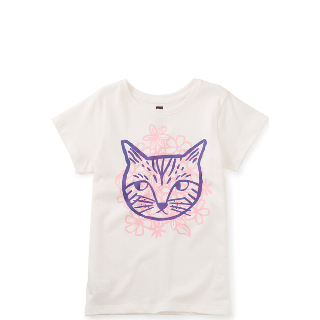 Floral Cat Graphic Tee, Chalk