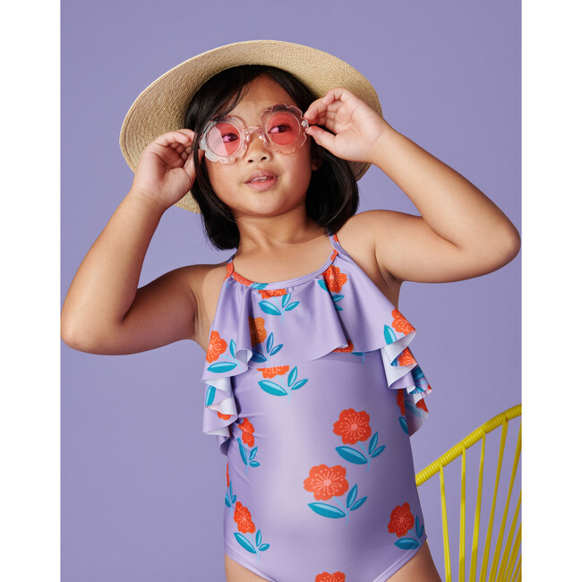 Flutter One-Piece Swimsuit, Tossed Sakura And Purple - One Pieces - 4
