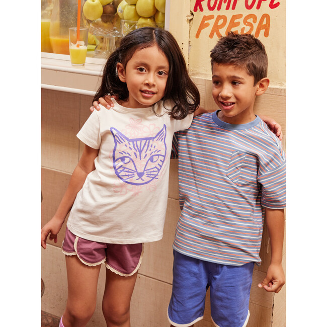 Floral Cat Graphic Tee, Chalk - Tees - 3