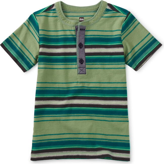 Classic Color-Pop Henley Tee, Thyme - Tees - 1