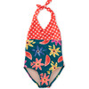 Halter One-Piece Swimsuit, Watermelon Floral - One Pieces - 1 - thumbnail