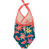 Halter One-Piece Swimsuit, Watermelon Floral - One Pieces - 2