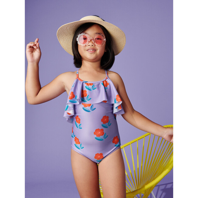Flutter One-Piece Swimsuit, Tossed Sakura And Purple - One Pieces - 8