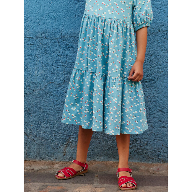 Flowy Tiered Midi Dress, Mexican Hat Floral And Blue - Dresses - 6