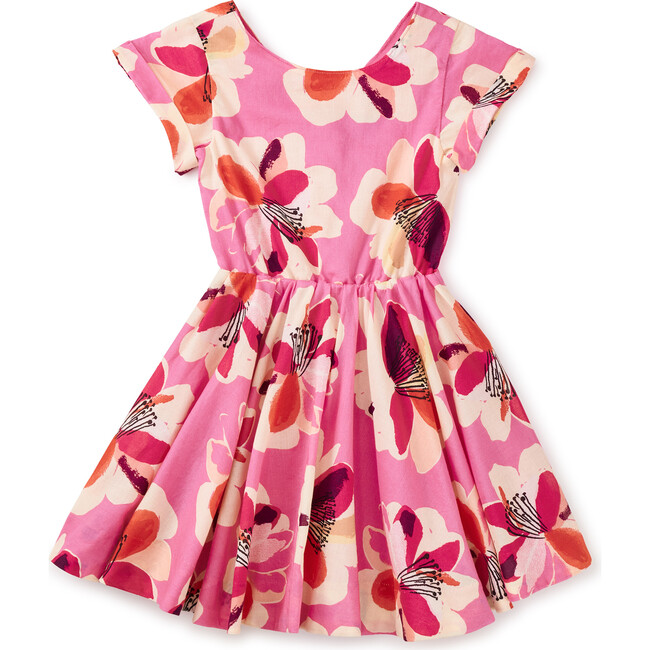 Button Back Skirted Dress, Floral Burst - Dresses - 1