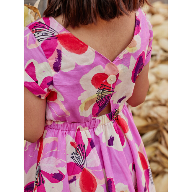 Button Back Skirted Dress, Floral Burst - Dresses - 3