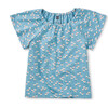 Easy Flutter Sleeve Top, Mexican Hat Floral And Blue - Shirts - 1 - thumbnail