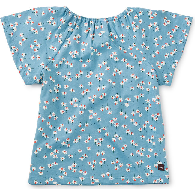 Easy Flutter Sleeve Top, Mexican Hat Floral And Blue - Shirts - 3