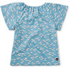 Easy Flutter Sleeve Top, Mexican Hat Floral And Blue - Shirts - 3